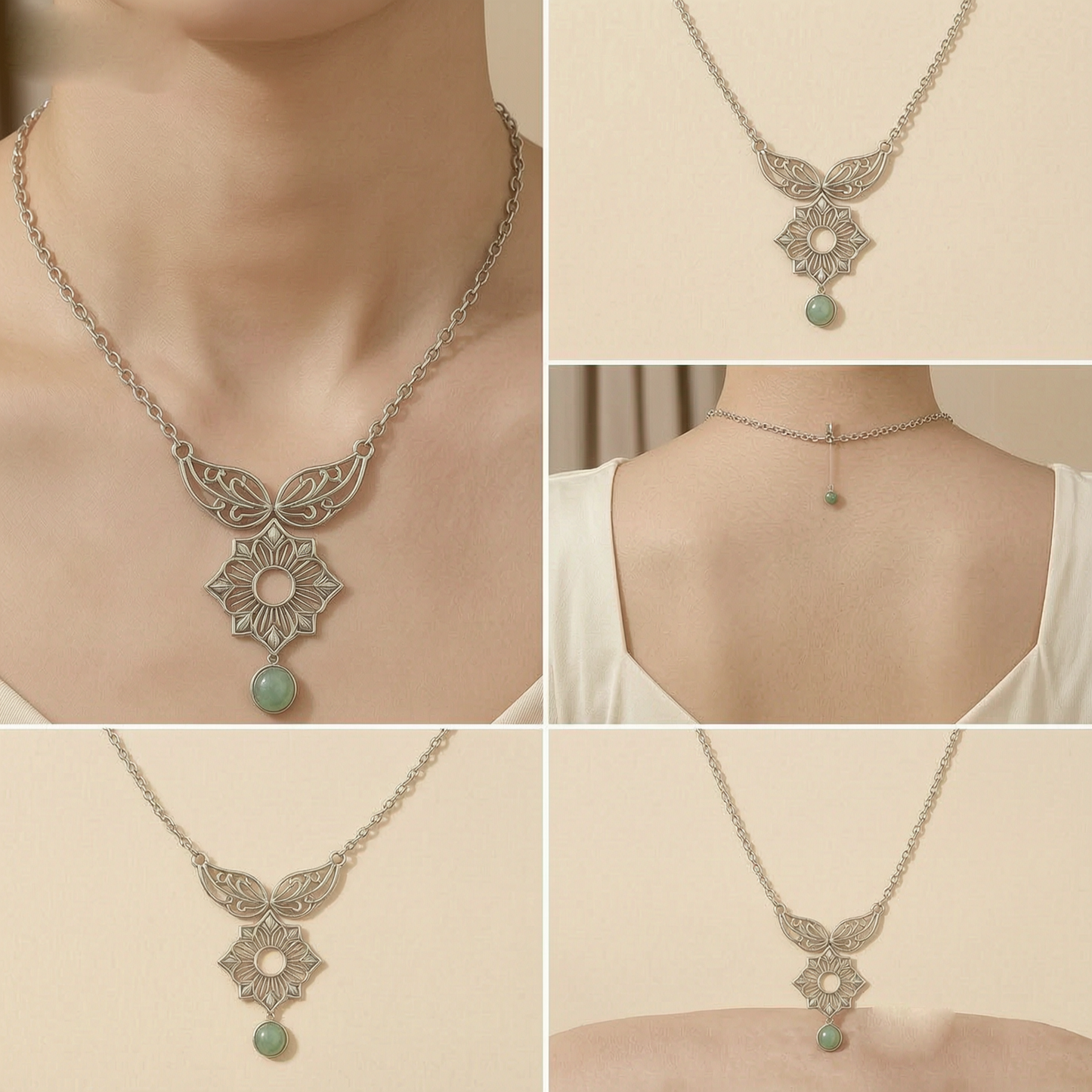 ✨ Vintage Floral Pendant Necklace