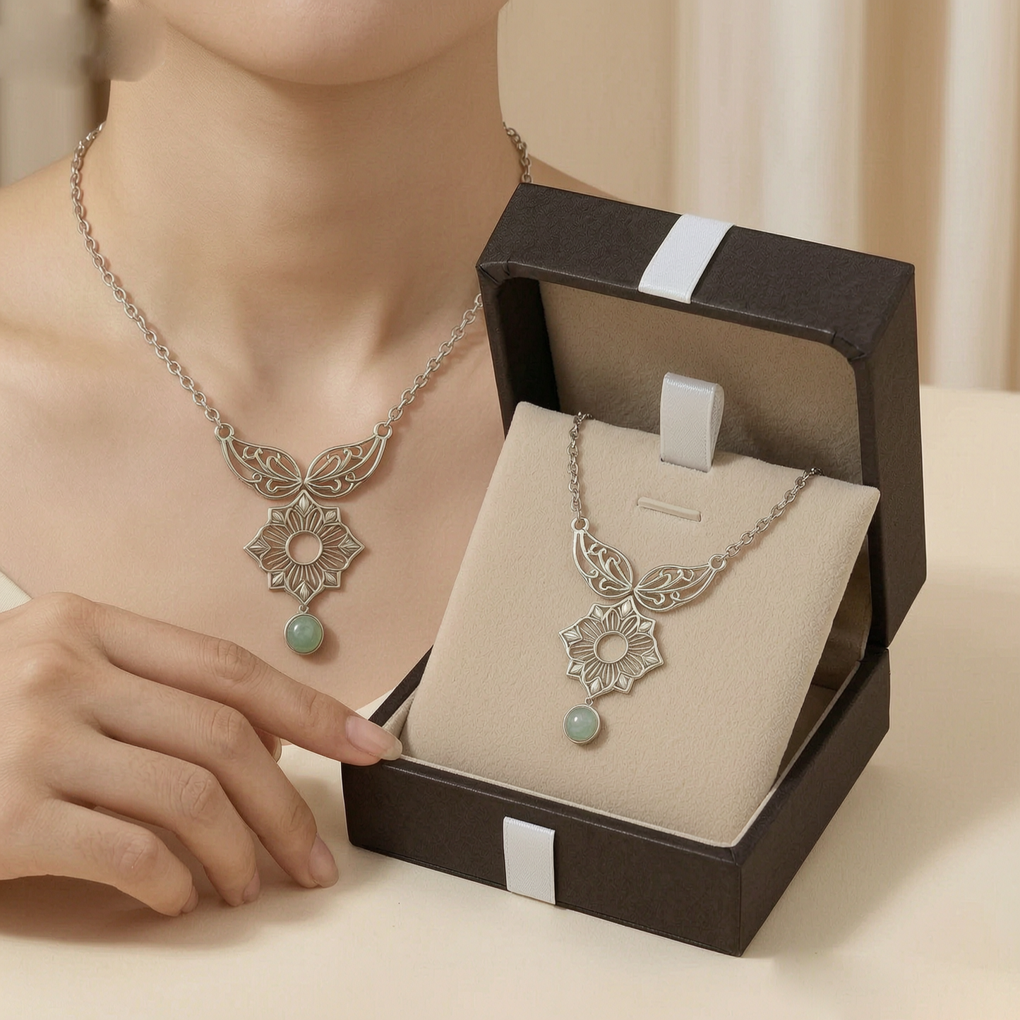 ✨ Vintage Floral Pendant Necklace