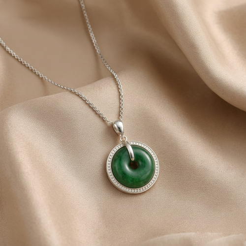 ✨ Jade Circle Pendant Necklace