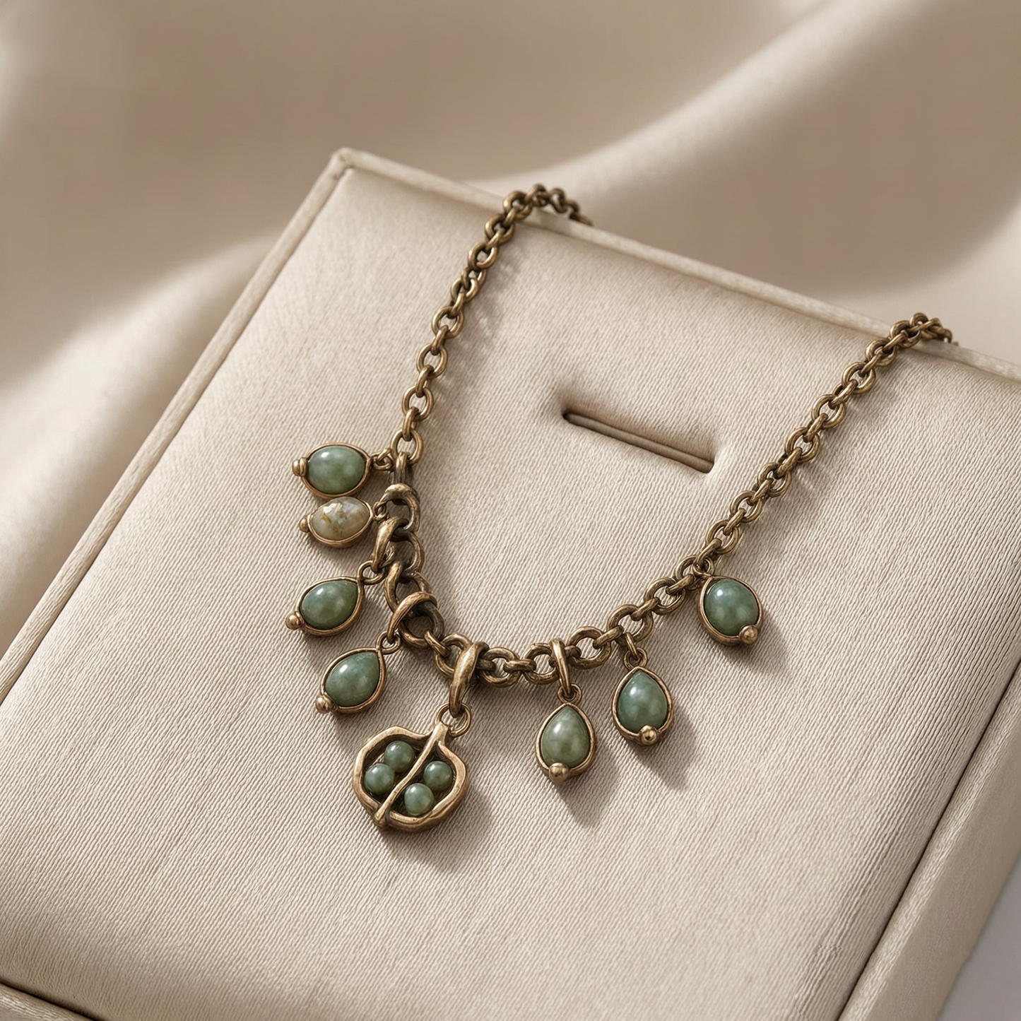 Vintage Jade Drop Charm Necklace