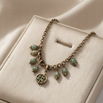 Vintage Jade Drop Charm Necklace