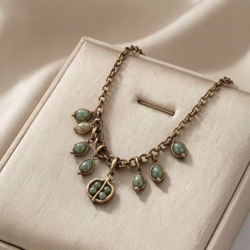 Vintage Jade Drop Charm Necklace
