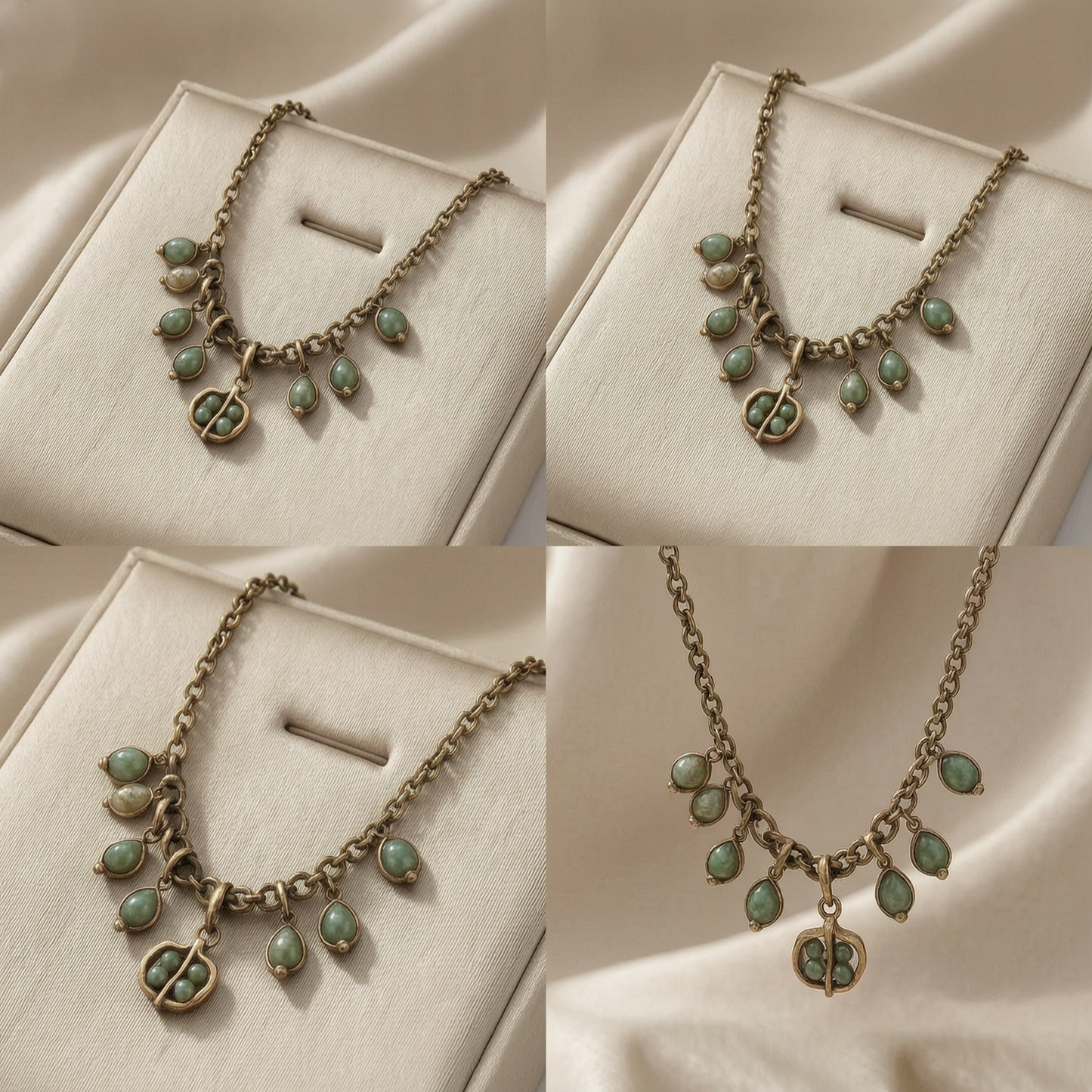 Vintage Jade Drop Charm Necklace