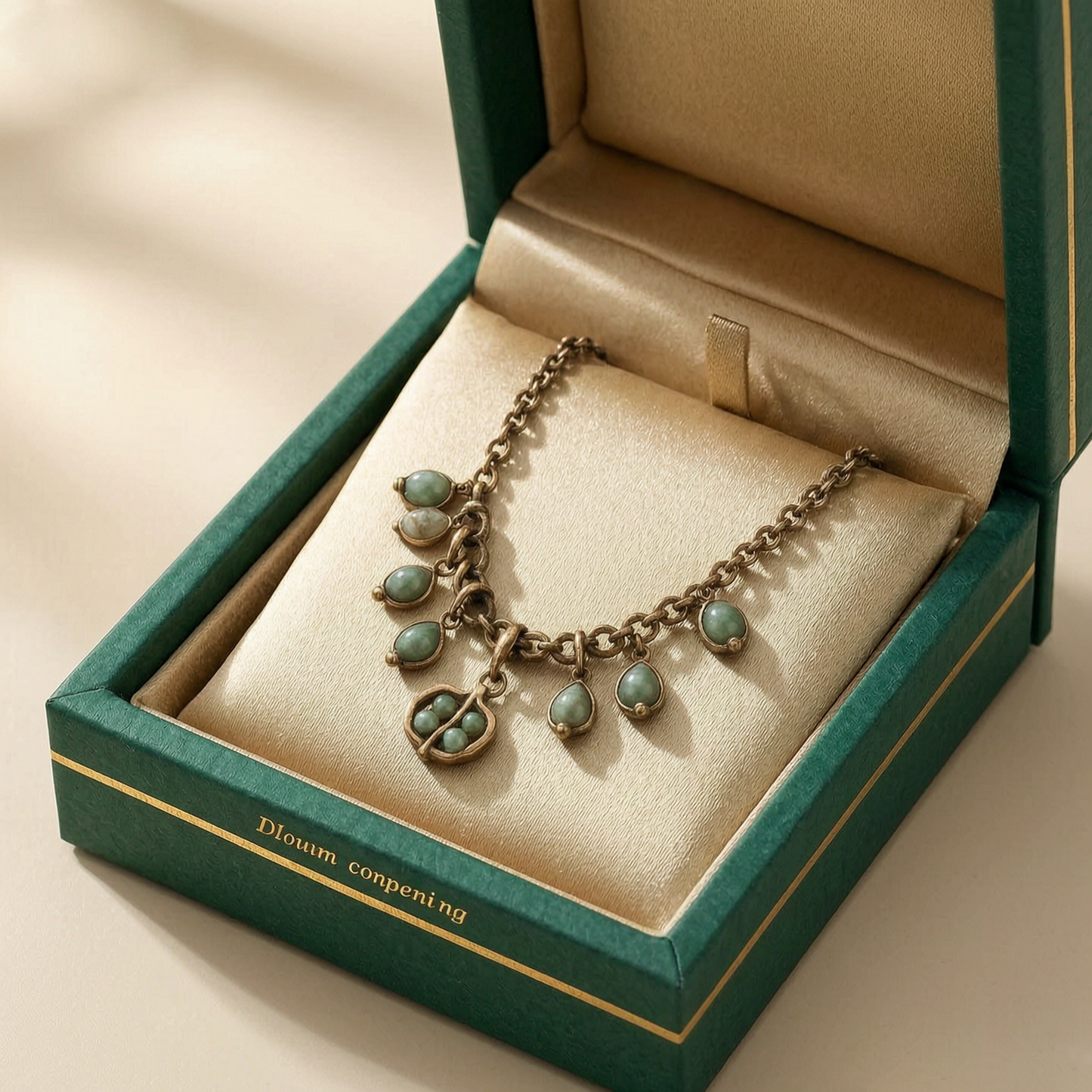 Vintage Jade Drop Charm Necklace
